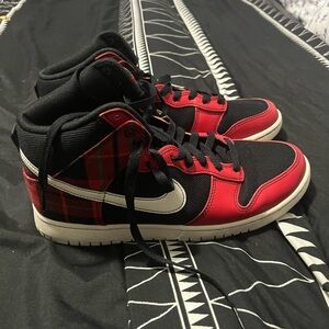 Nike Black and Red High Top Dunks